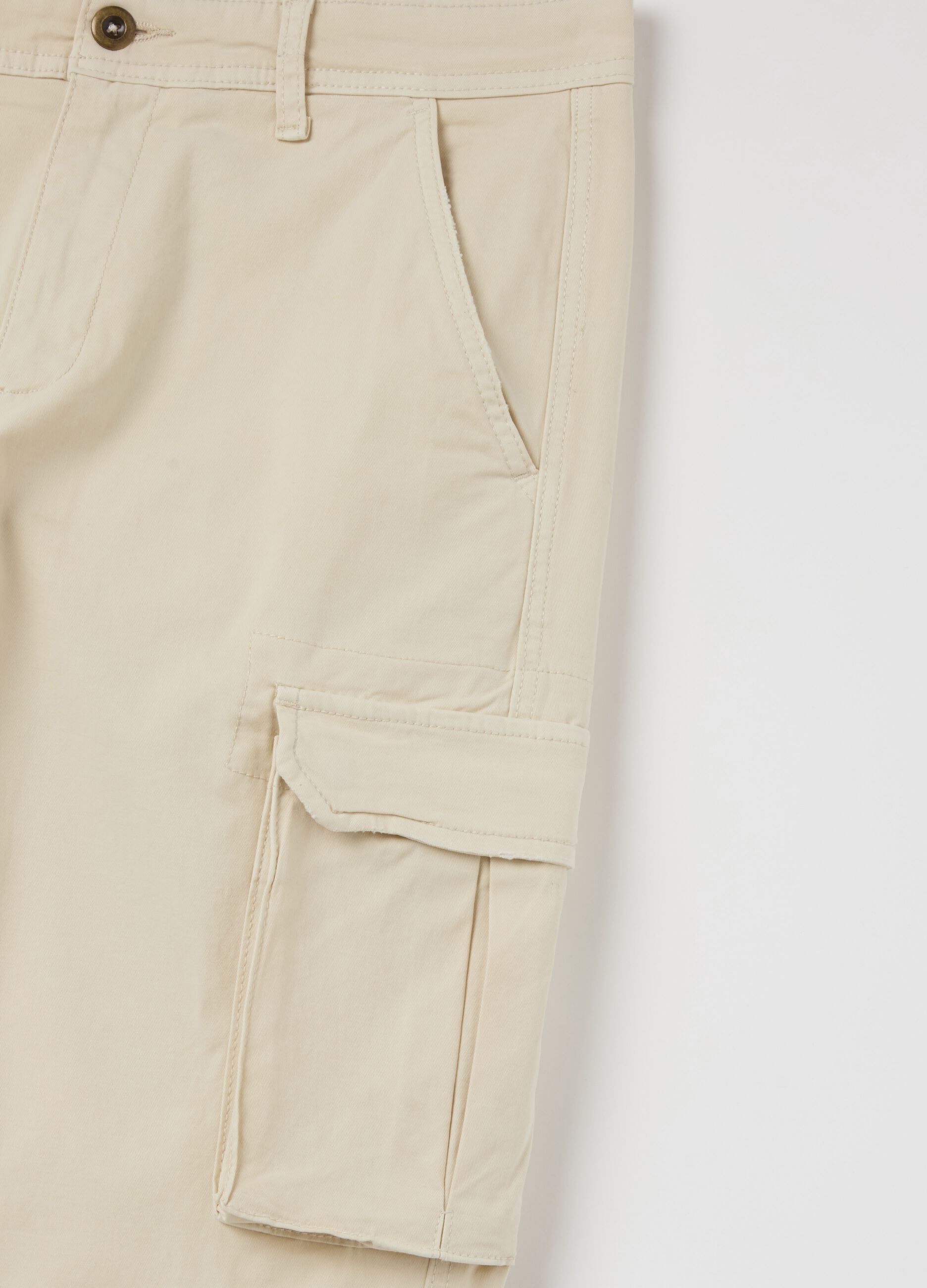 Stretch cotton cargo trousers
