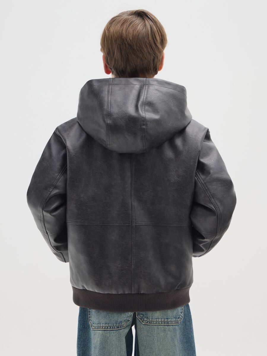 Black padded regular fit boys' jacket_2