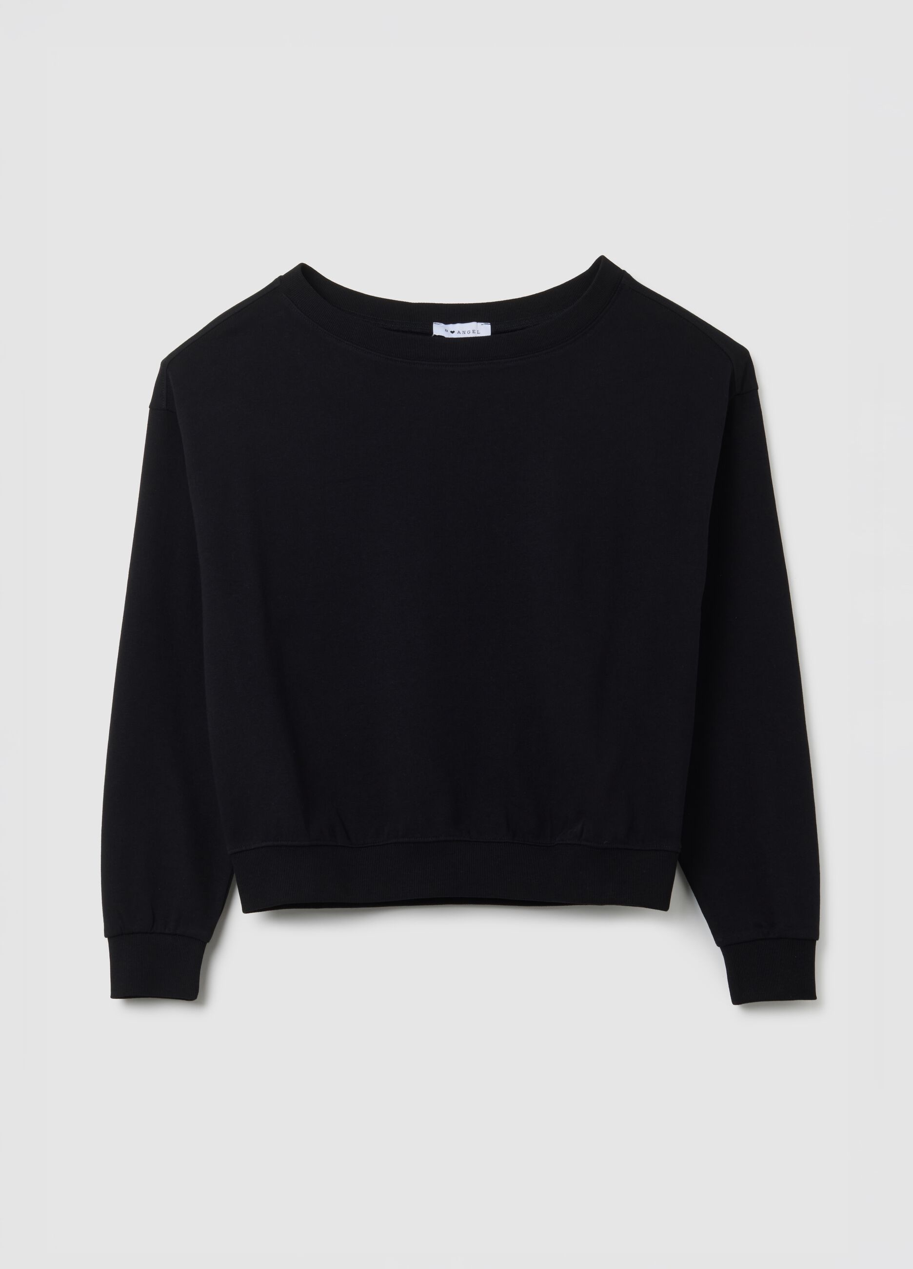 Regular fit black pure cotton sweatshirt