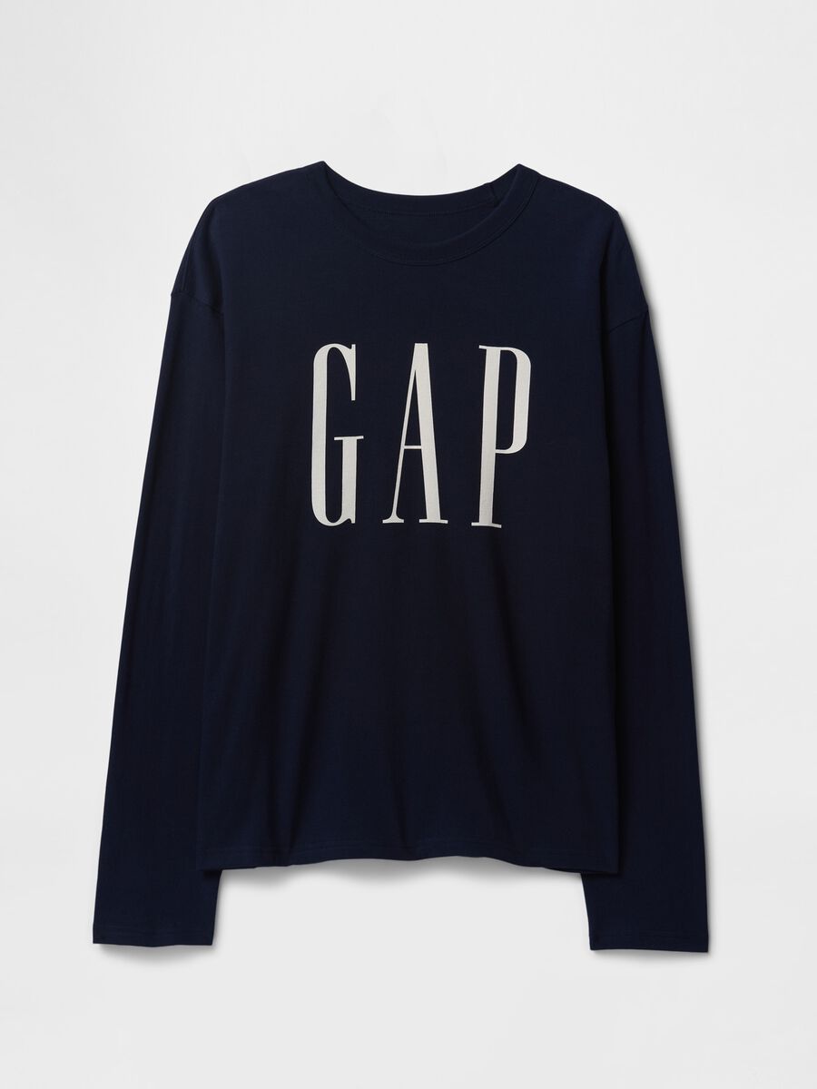 Blue Cotton Long Sleeve T-shirt with Gap Logo_3