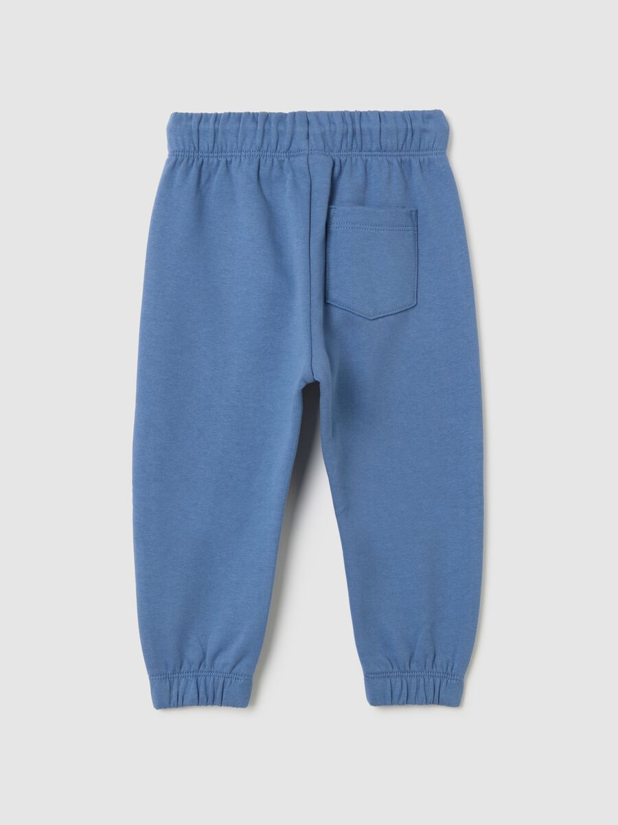 Baby blue regular fit jogger trousers in pure cotton_1