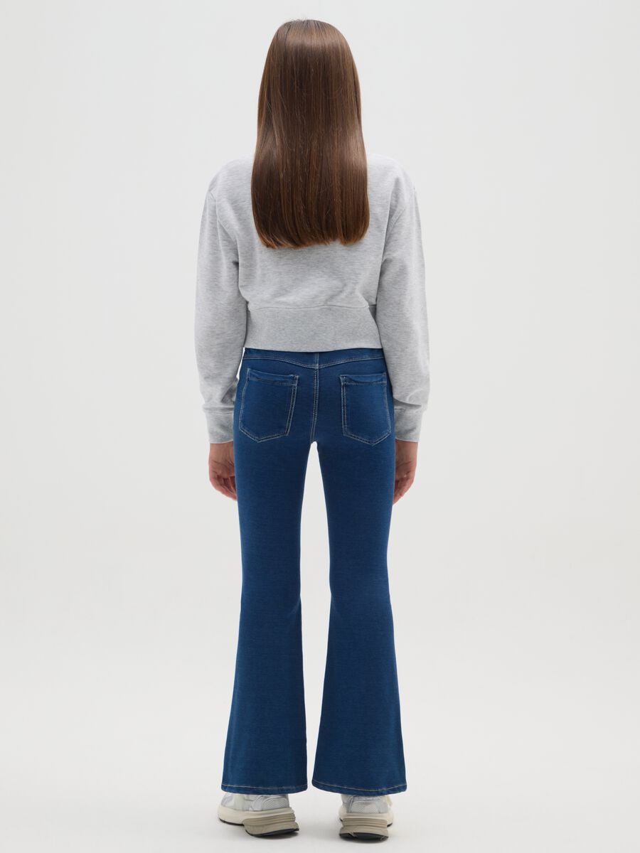 Jeggings flare da ragazza in cotone denim blu_2