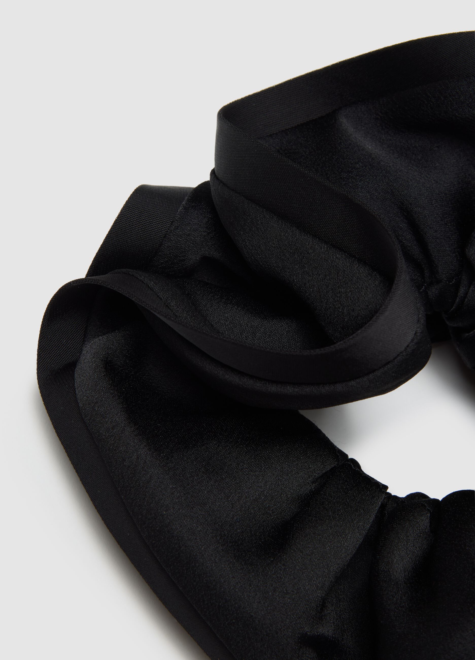 Black satin women's hair scrunchie