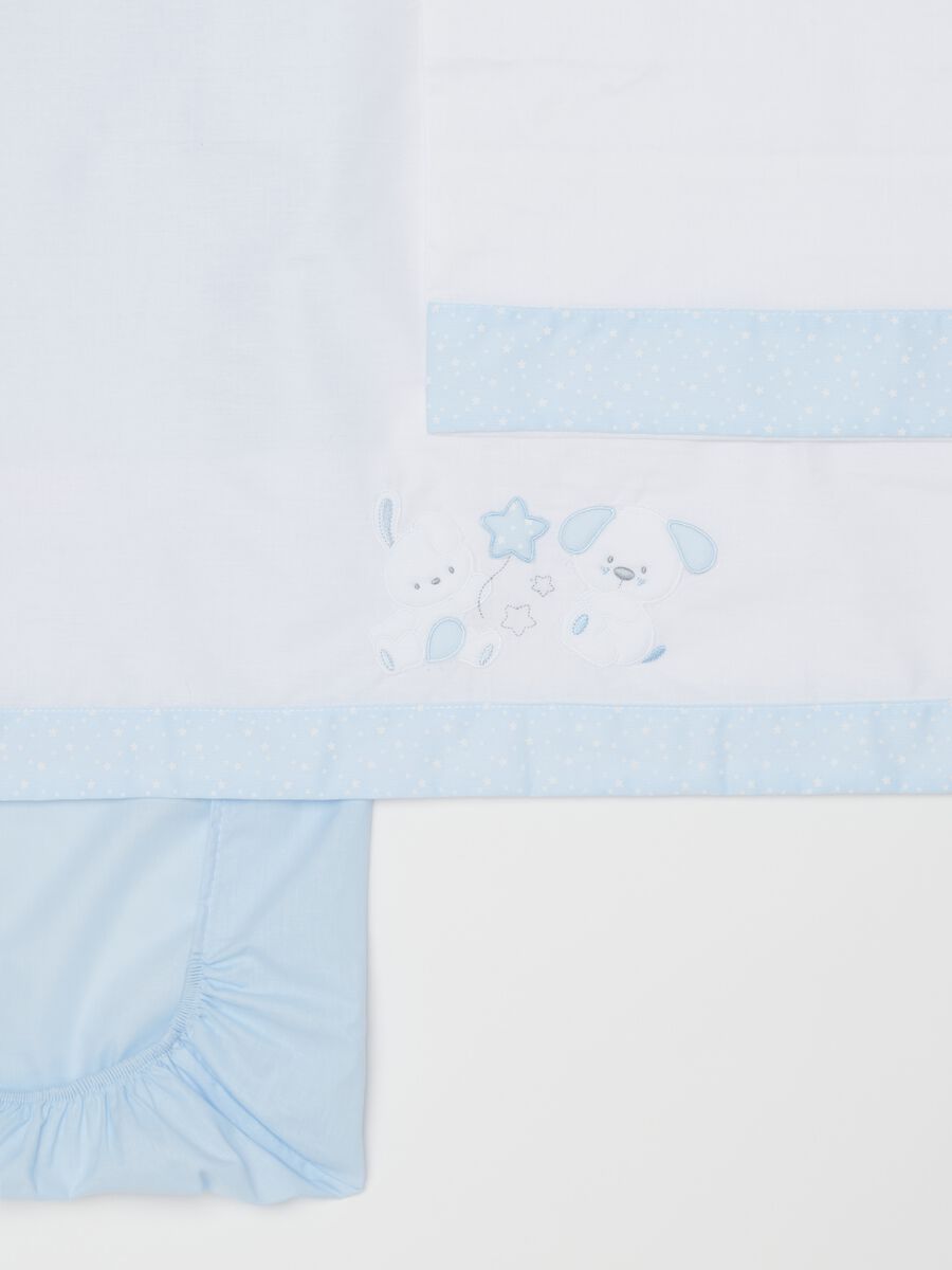 Three-piece cotton crib set with animals embroidery_1