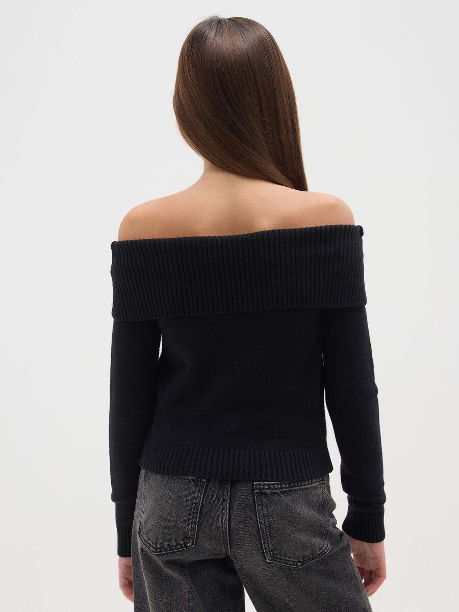 Black sweater with shawl collar for girls regular fit_1