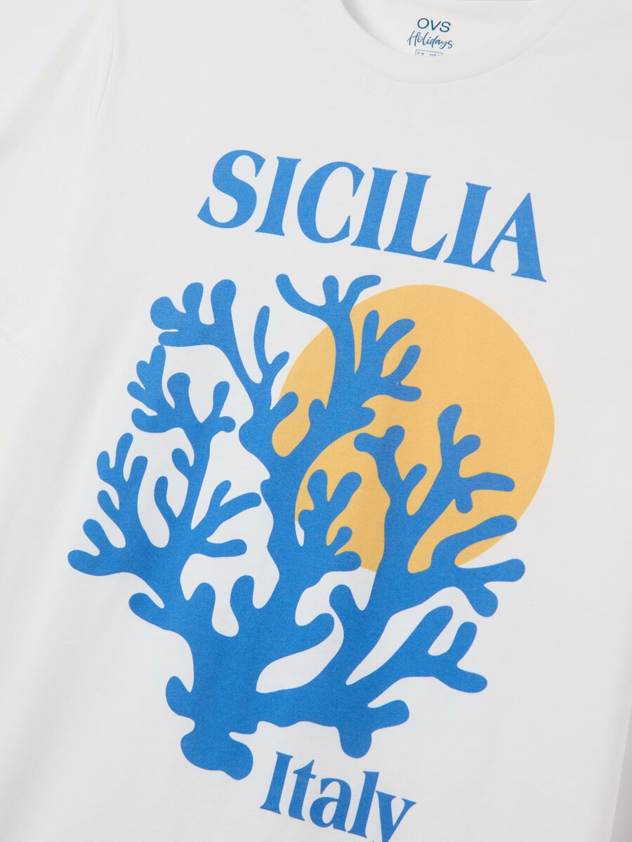 Cotton T-shirt with "Sicilia Italy" print_5