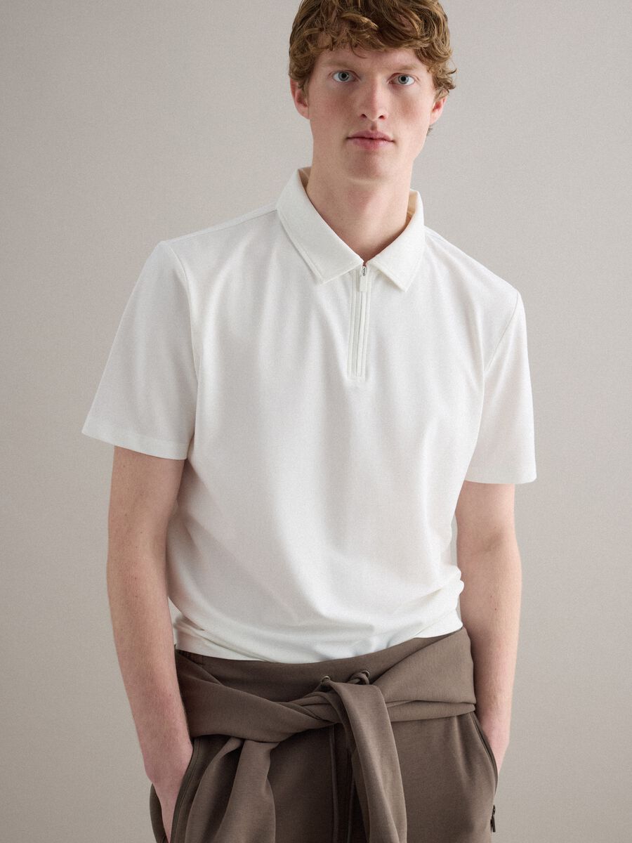 White Stretch Cotton Short Sleeve Polo Regular Fit_0