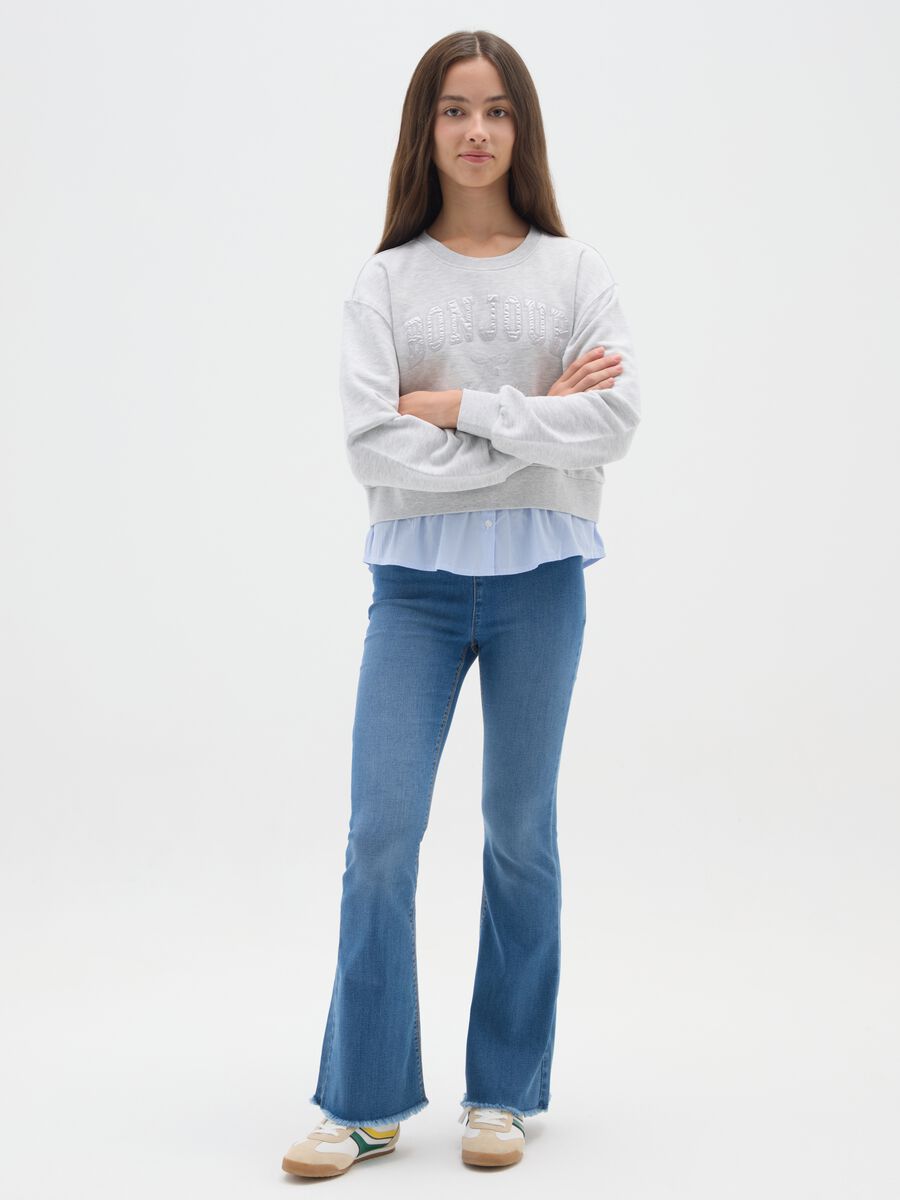 Girls' Blue Flare Cotton Blend Jeggings_0