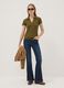 Green stretch cotton V-neck polo shirt with open neckline, regular fit_1