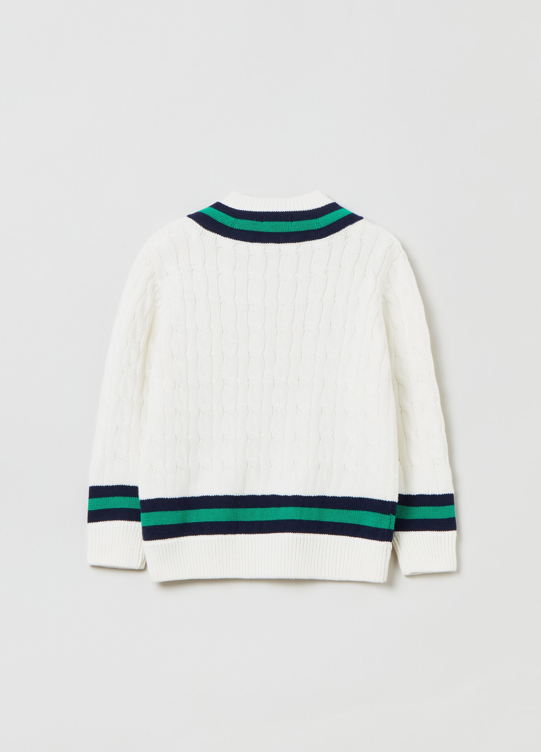 Pullover a trecce con scollo a V_1