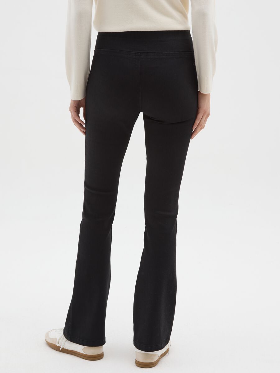 Black Cotton Blend Flare Trousers_2