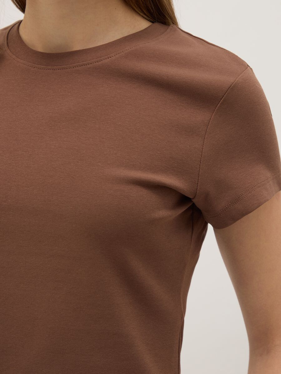Slim fit brown stretch cotton t-shirt_3