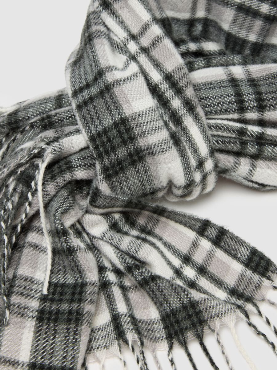 Multicolour Check Scarf with Fringes_1