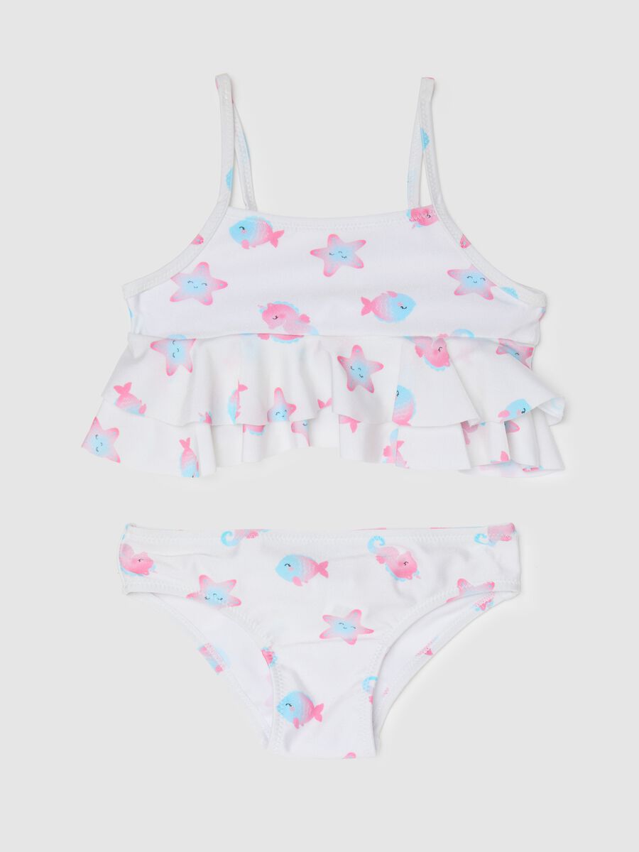 Girls’ bikini in multicoloured stretch fabric with print_0
