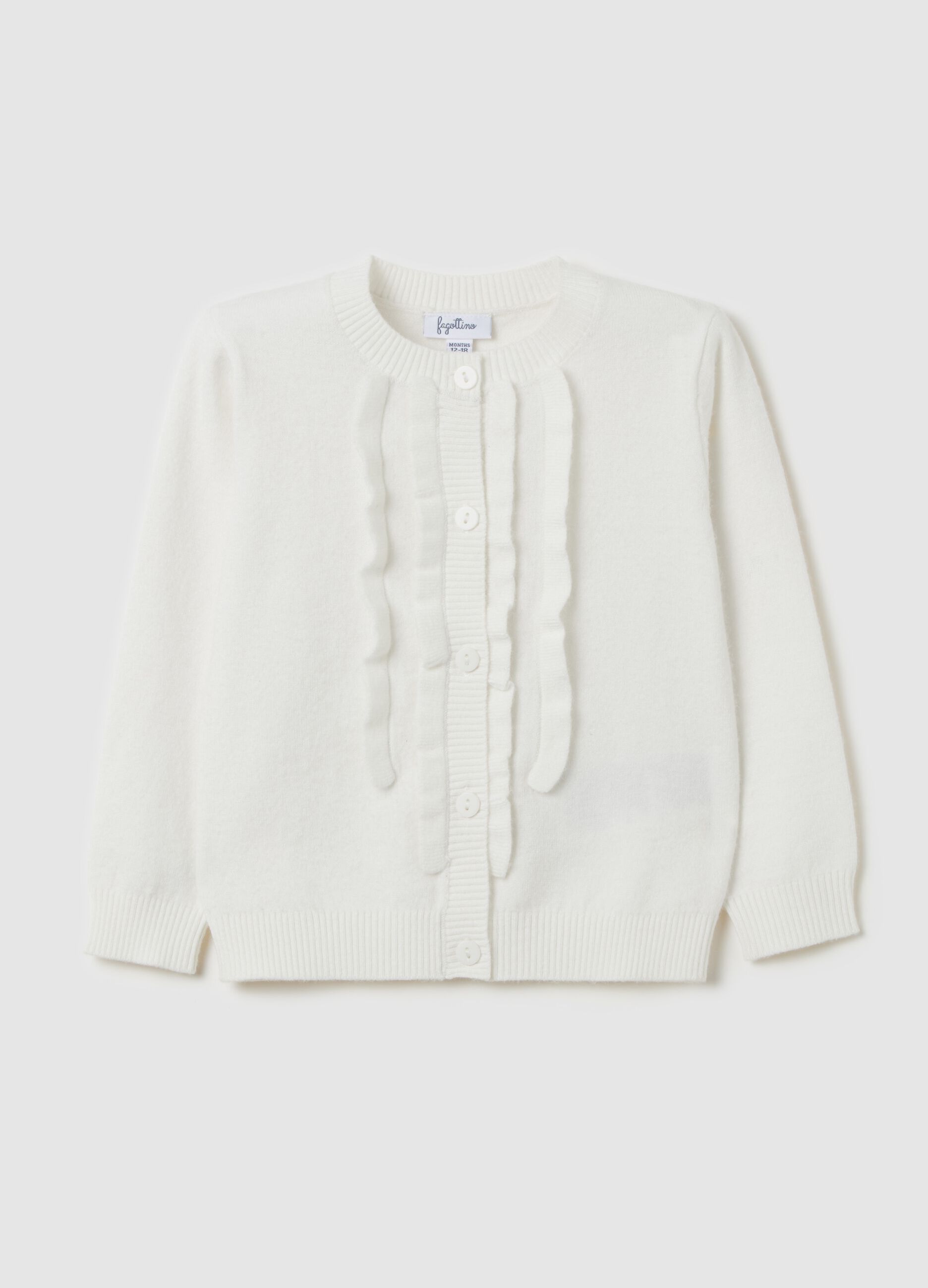 Cardigan with round neck and applications