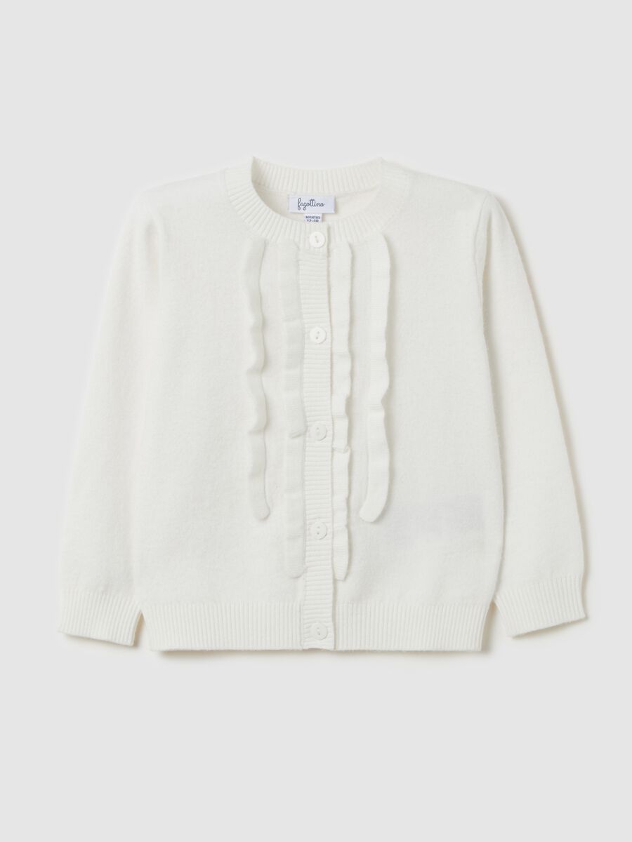 Cardigan with round neck and applications_0