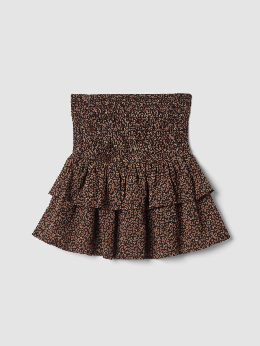 Gonna animalier marrone e nera con balze_1