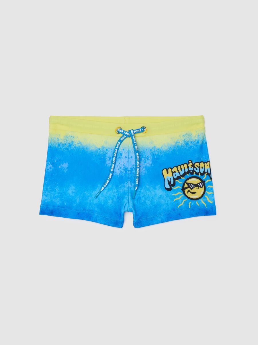 Multicoloured stretch fabric boys' swim trunks with elastic waistband_0