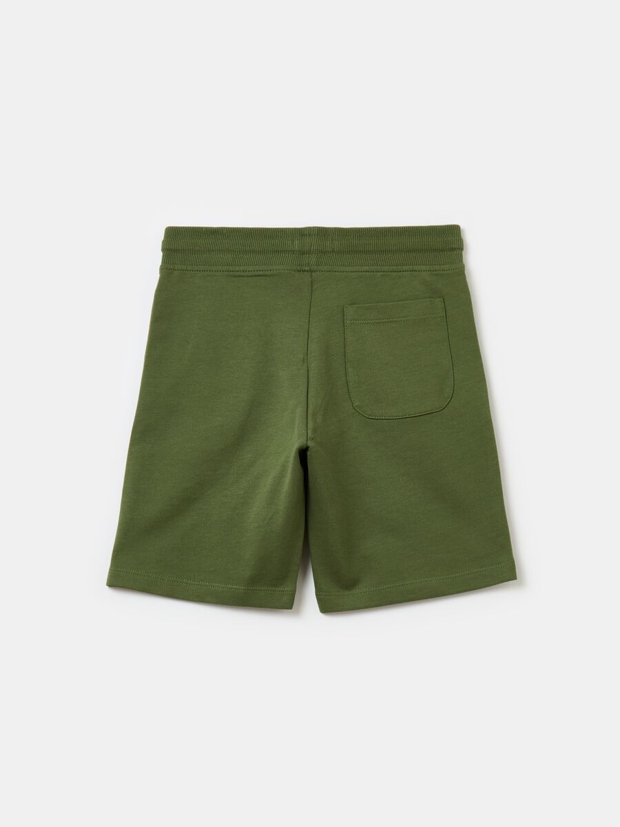 Fleece Bermuda shorts with drawstring_1