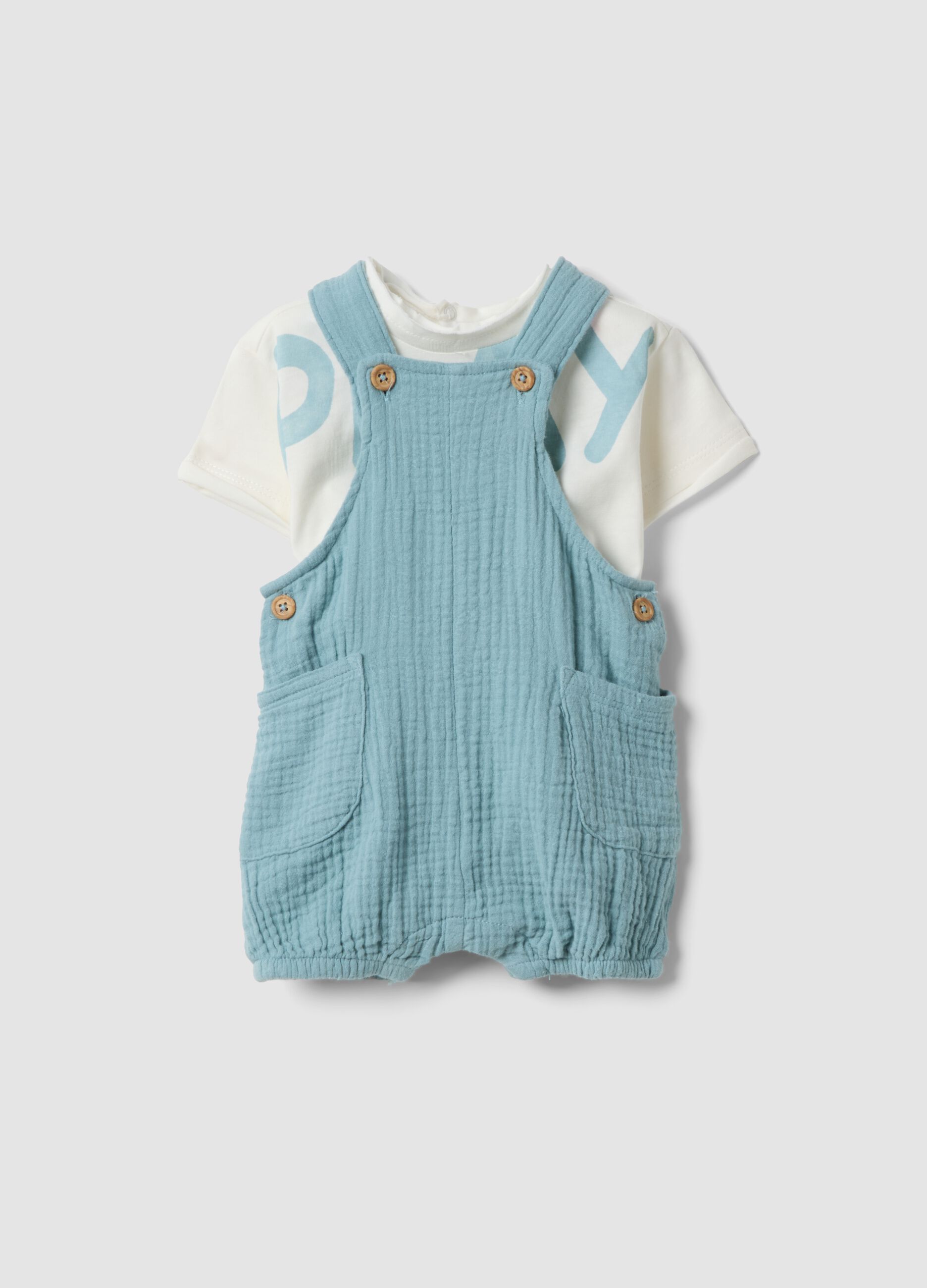 Blue and white pure cotton baby set