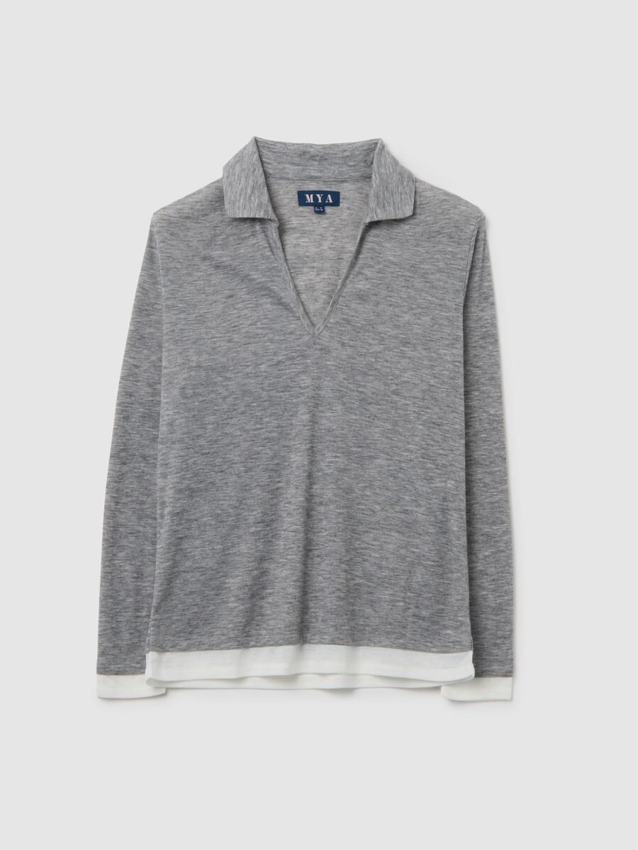 Maglia grigia regular fit con scollo a V_4