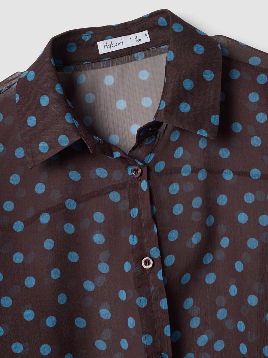 Brown and blue polka-dot regular-fit shirt_5