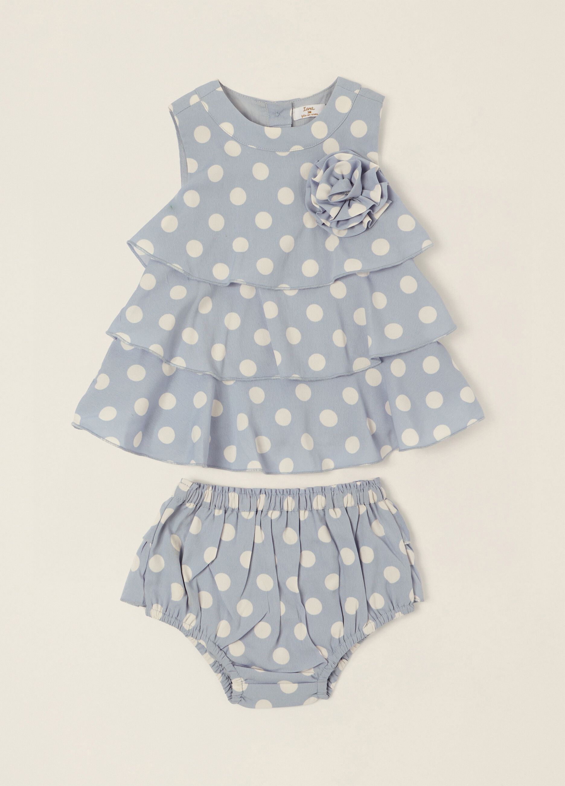Baby girl&rsquo;s blue polka-dot dress
