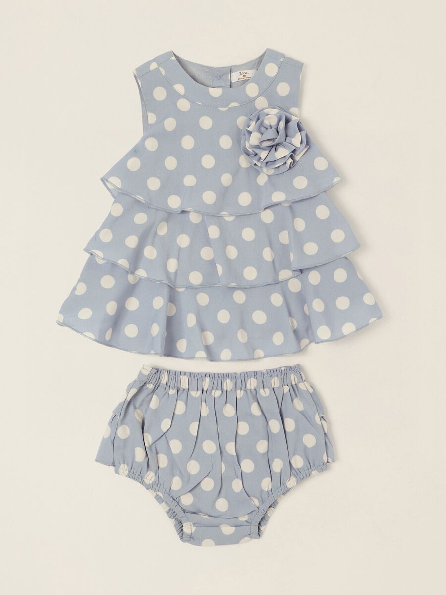 Abito azzurro a pois per neonata_0