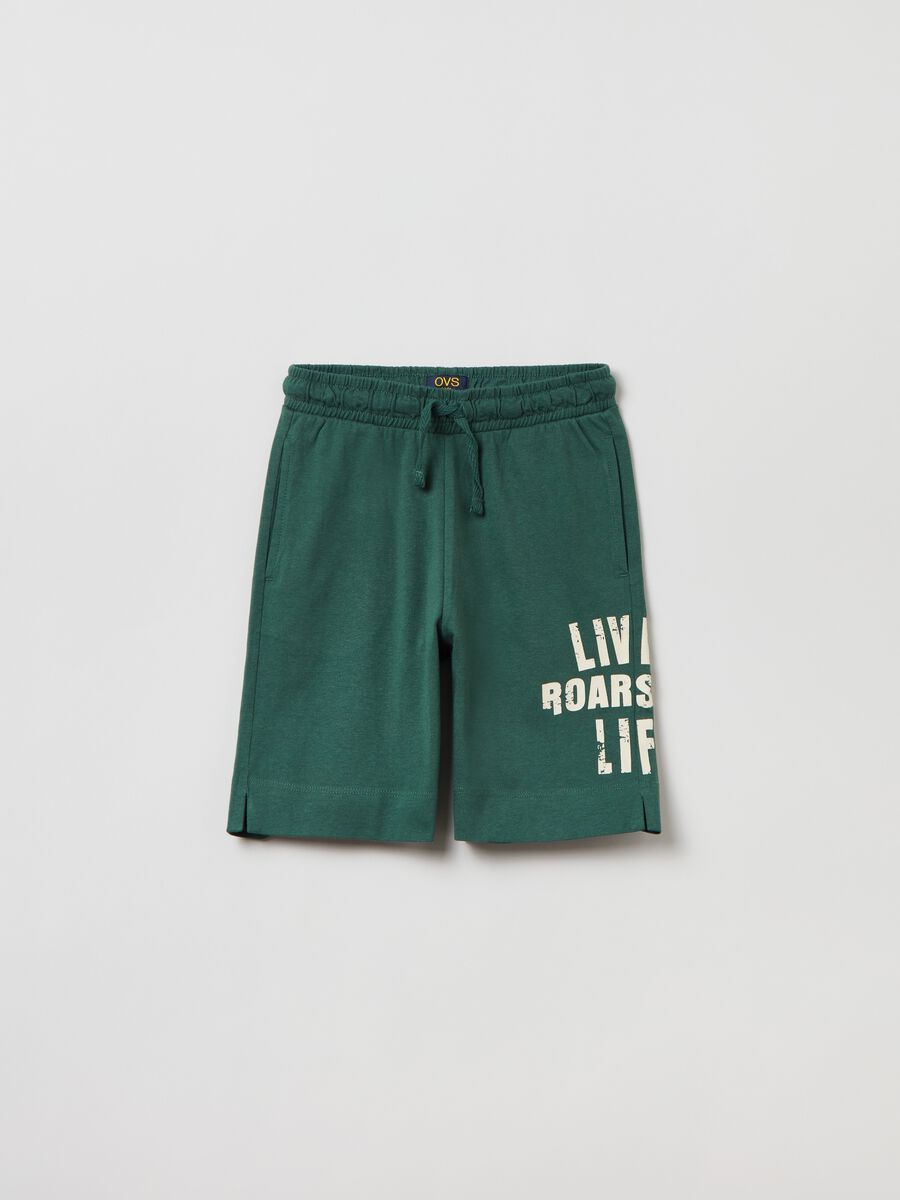 Shorts con coulisse e stampa lettering_0