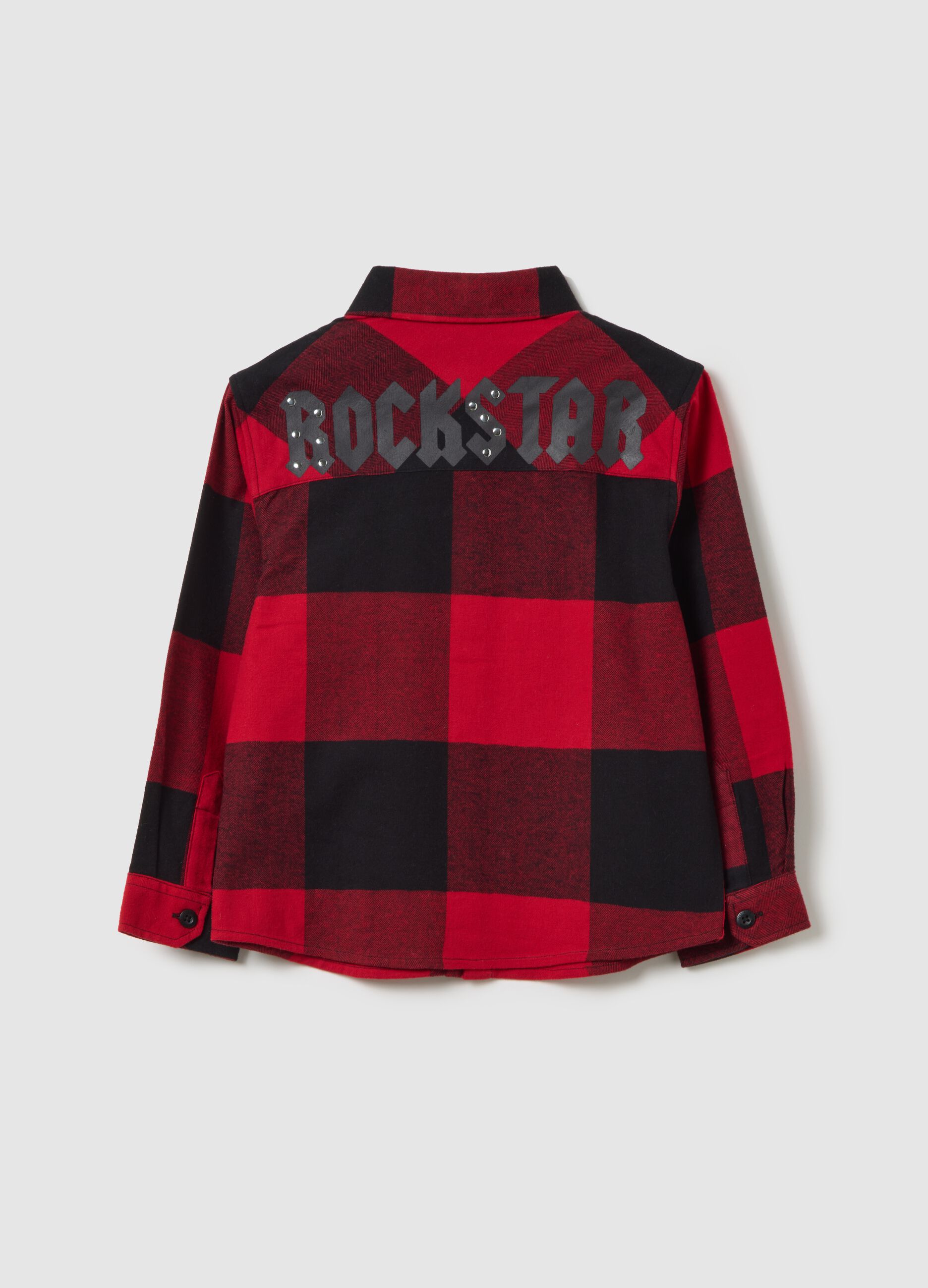 Regular fit kids' red checkered pure cotton shirt