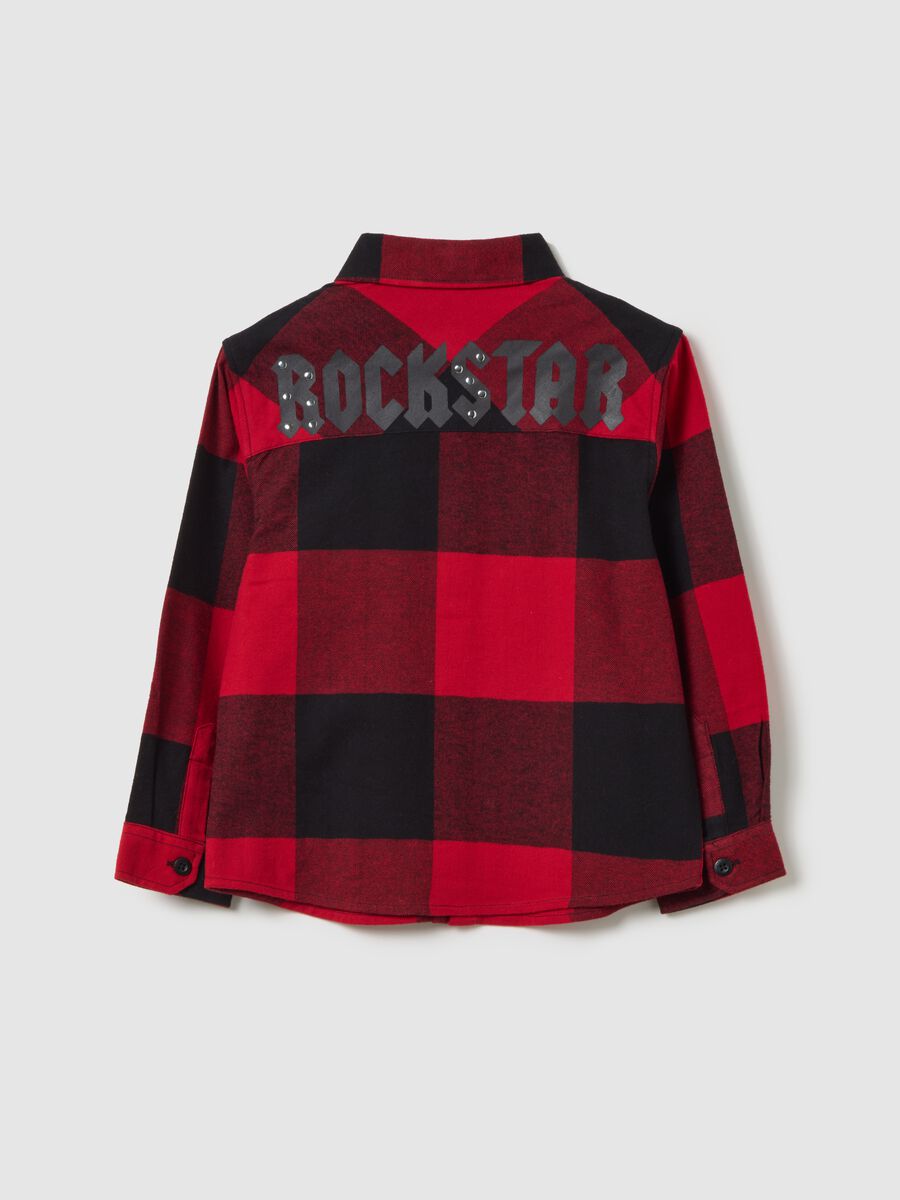 Regular fit kids' red checkered pure cotton shirt_1