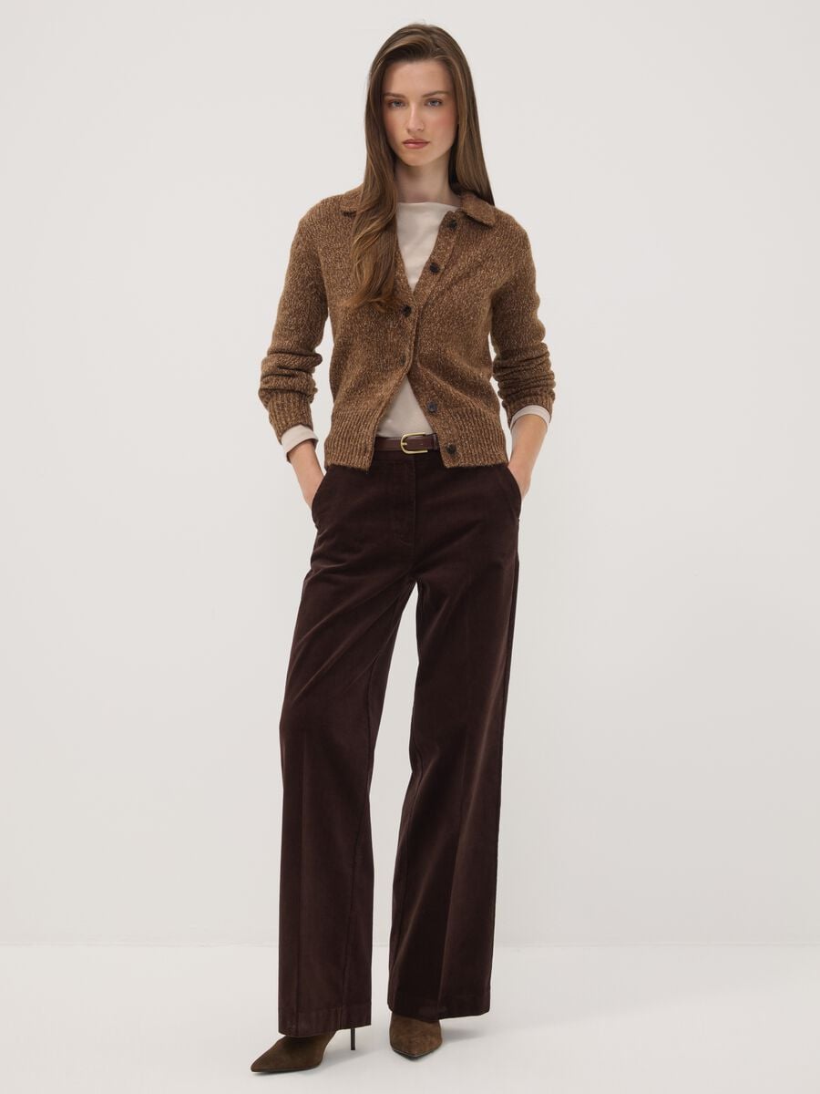 Pantaloni The Iconic Pants marroni in cotone elasticizzato a coste straight fit_0
