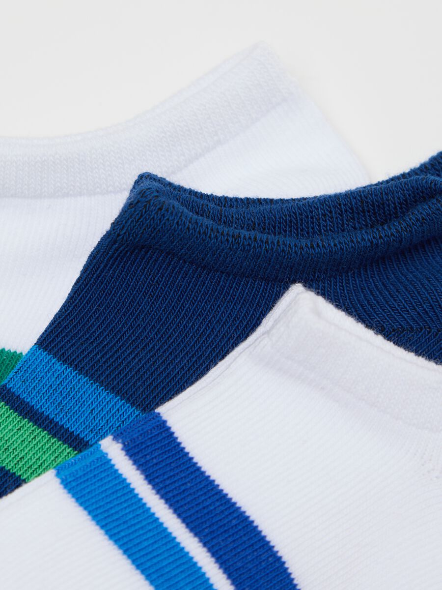 Seven-pair pack white and blue shoe liners with stripes_2