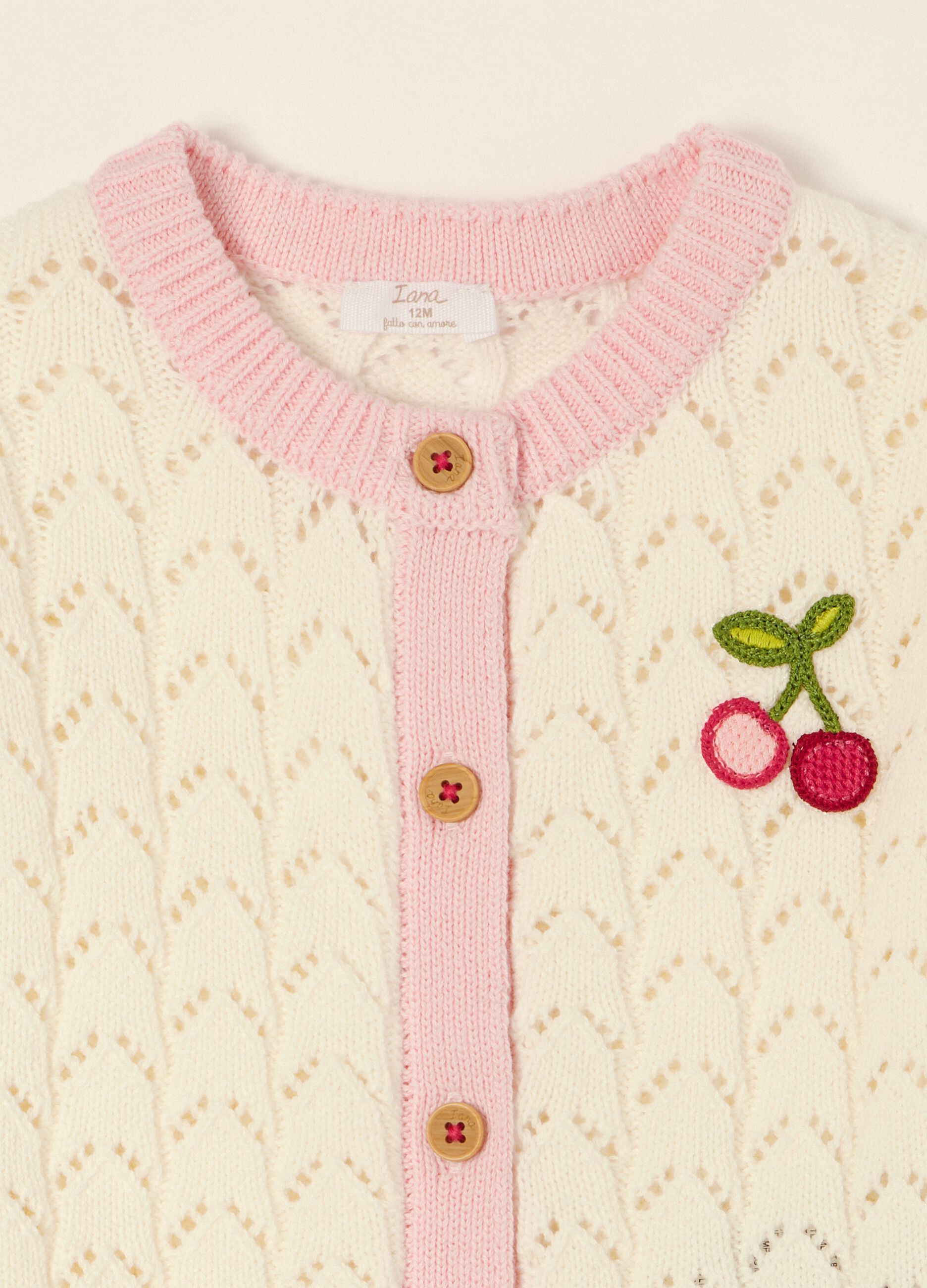 White pure cotton baby girl cardigan, regular fit