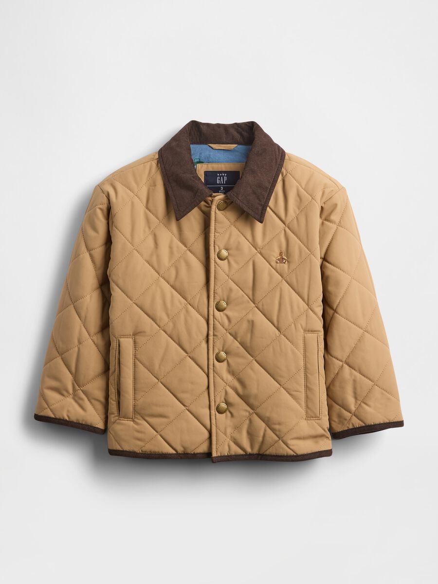 Beige Padded Jacket for Boys_0