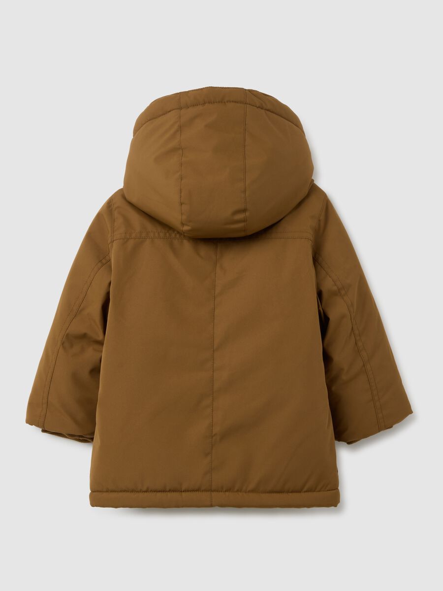 Parka marrone con fodera in pelliccia sintetica_1
