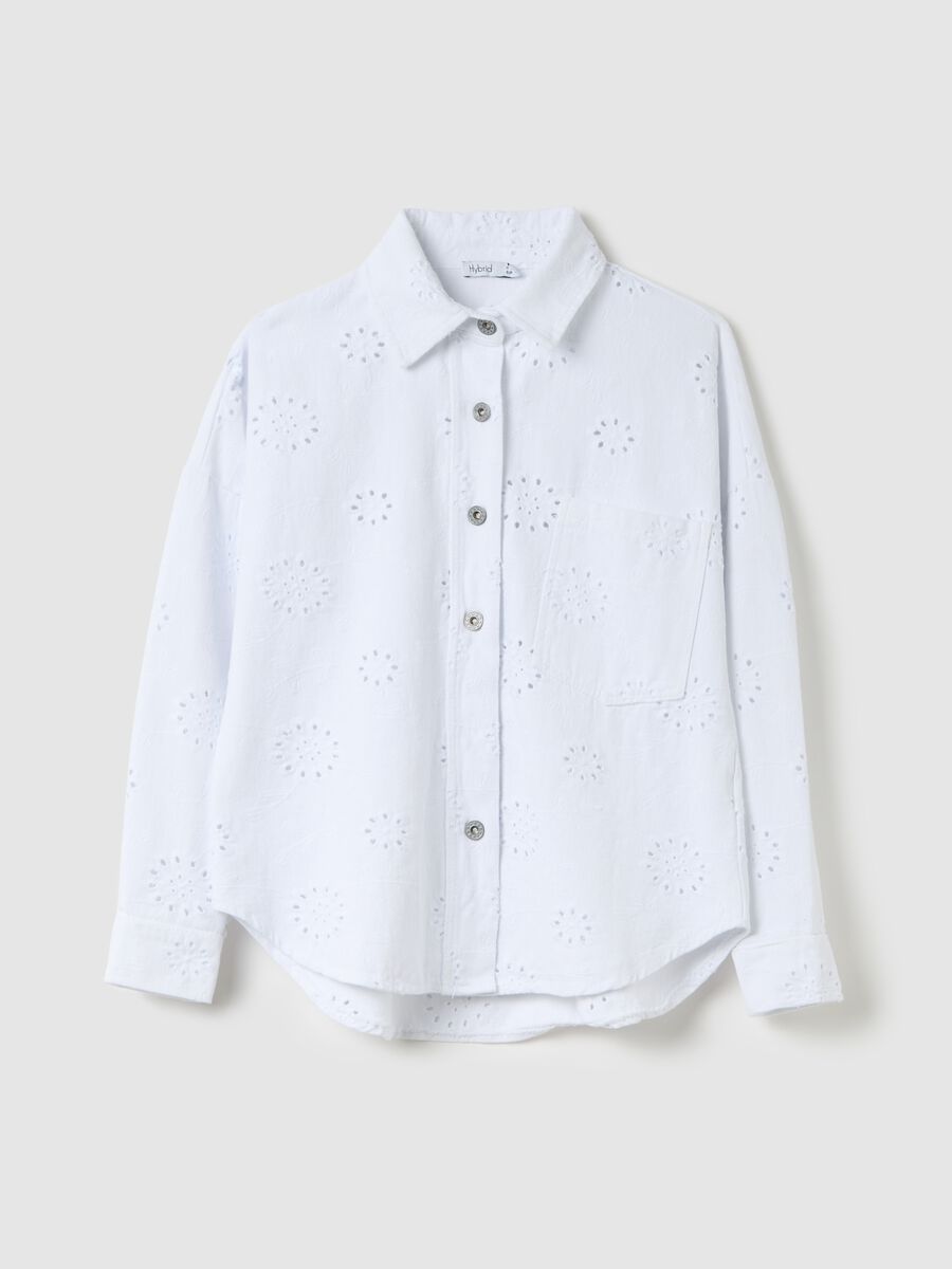 White Cotton Embroidered Shirt_4
