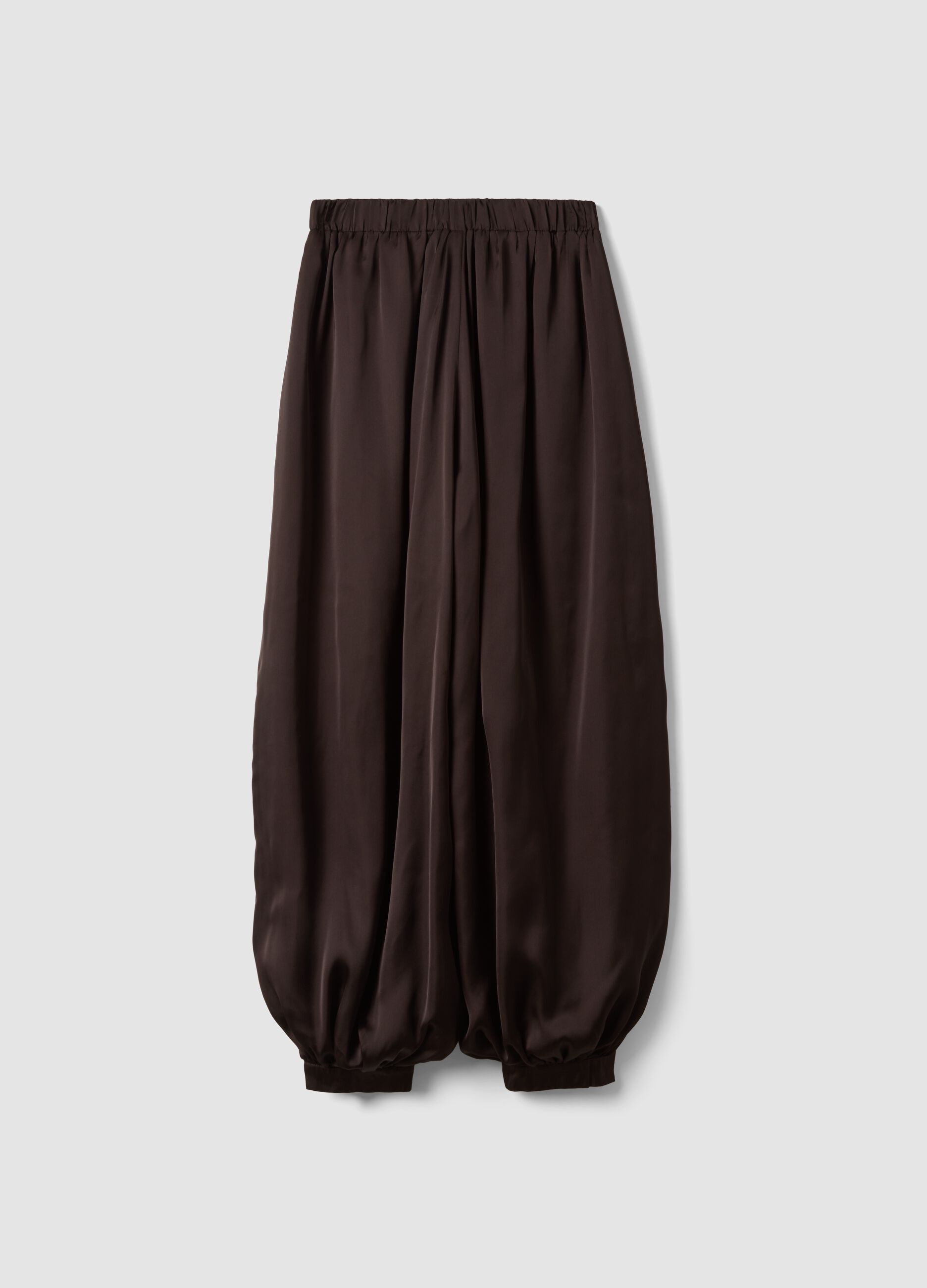 Brown baggy-fit trousers with elasticated cuffs