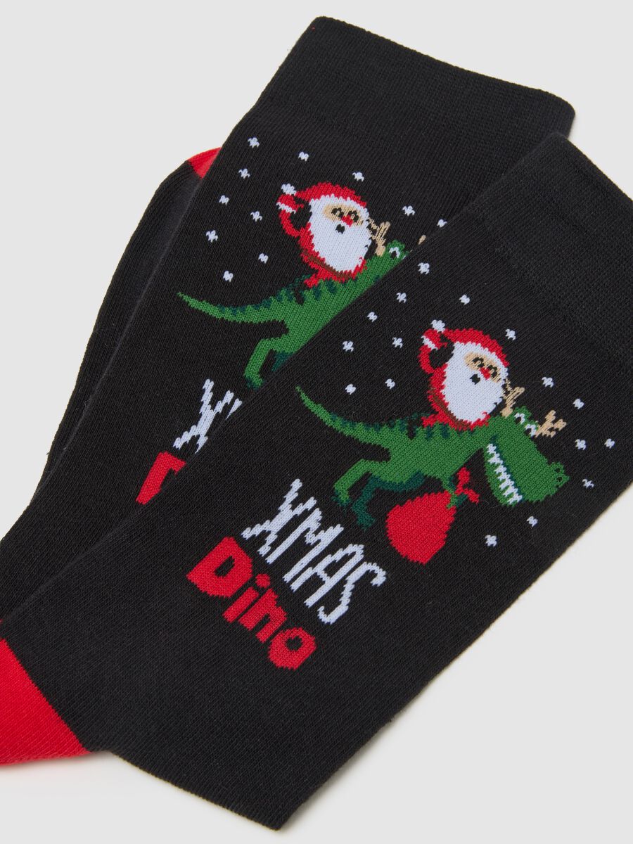 Black Cotton Blend Christmas Socks_1