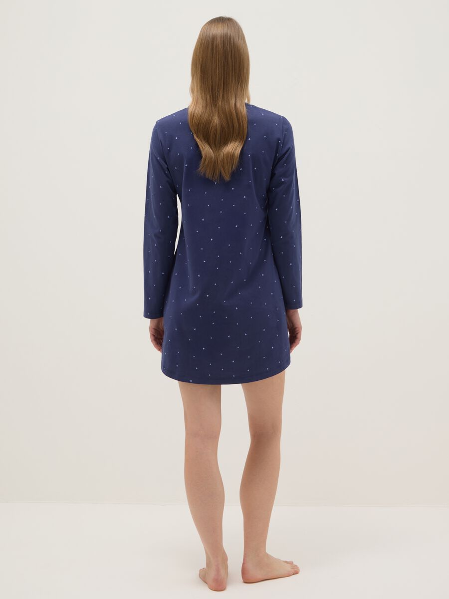 Blue pure cotton nightdress with hearts and serafina collar_2