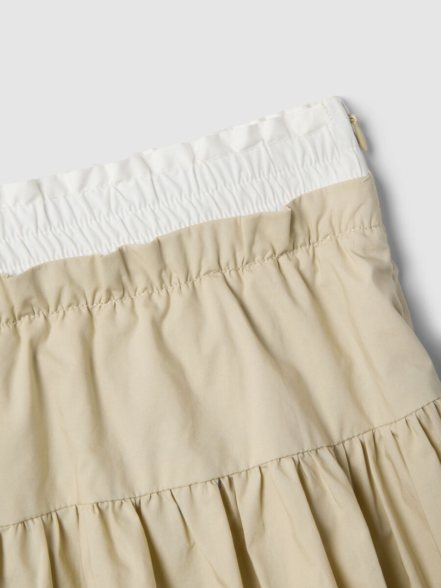 Pure cotton beige skirt with regular fit and ruched design_1