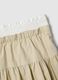 Pure cotton beige skirt with regular fit and ruched design_1