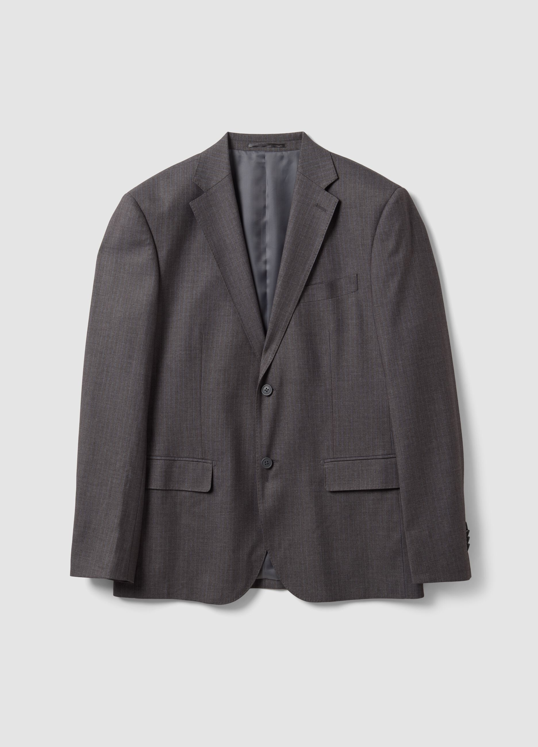 Abito completo grigio in viscosa elasticizzata con rever classico
