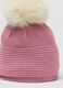 Pink knitted hat with pompom_1