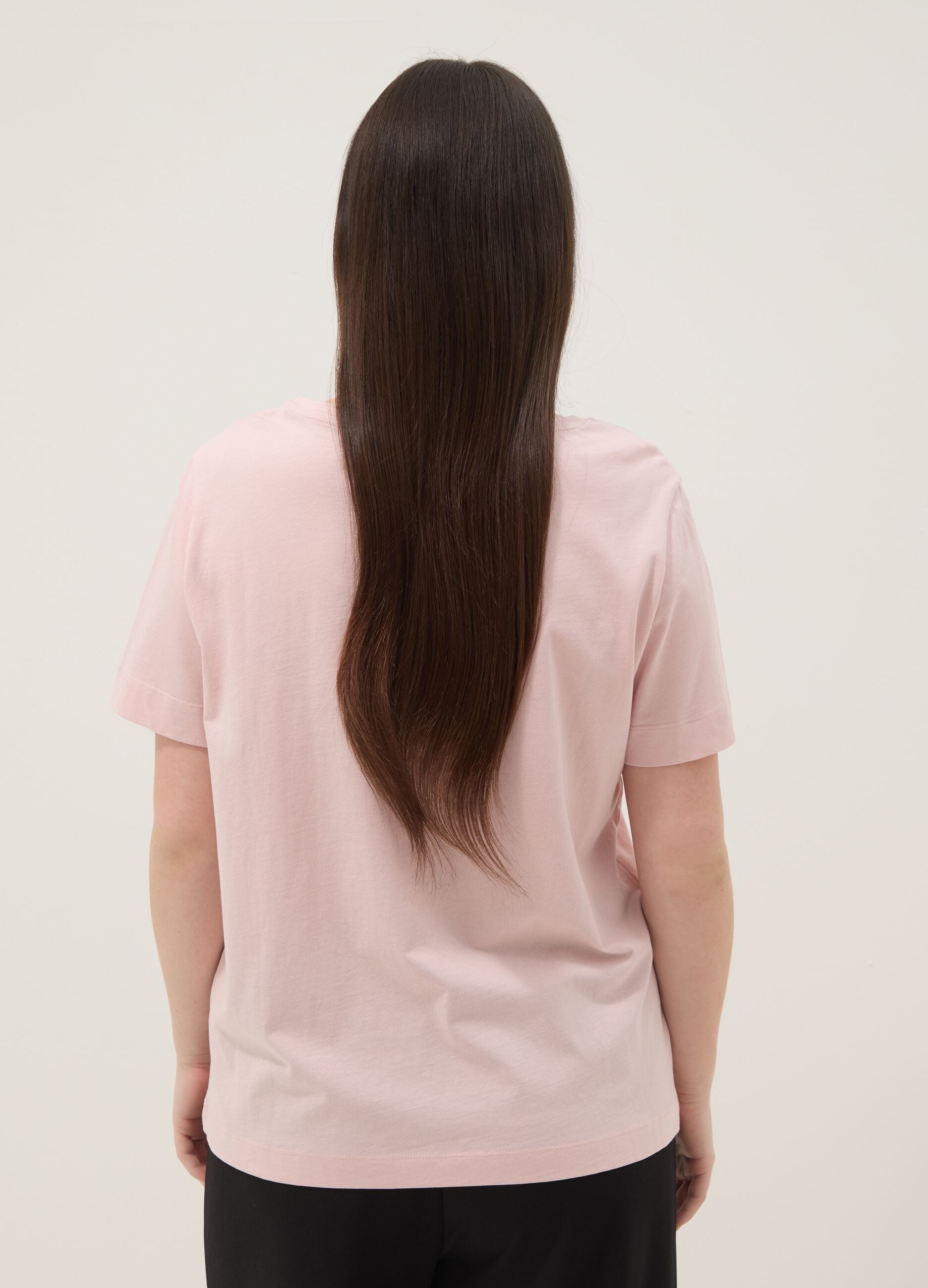 T-shirt rosa in puro cotone con stampa regular fit
