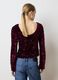 Regular fit red velour blend top with sequins_3