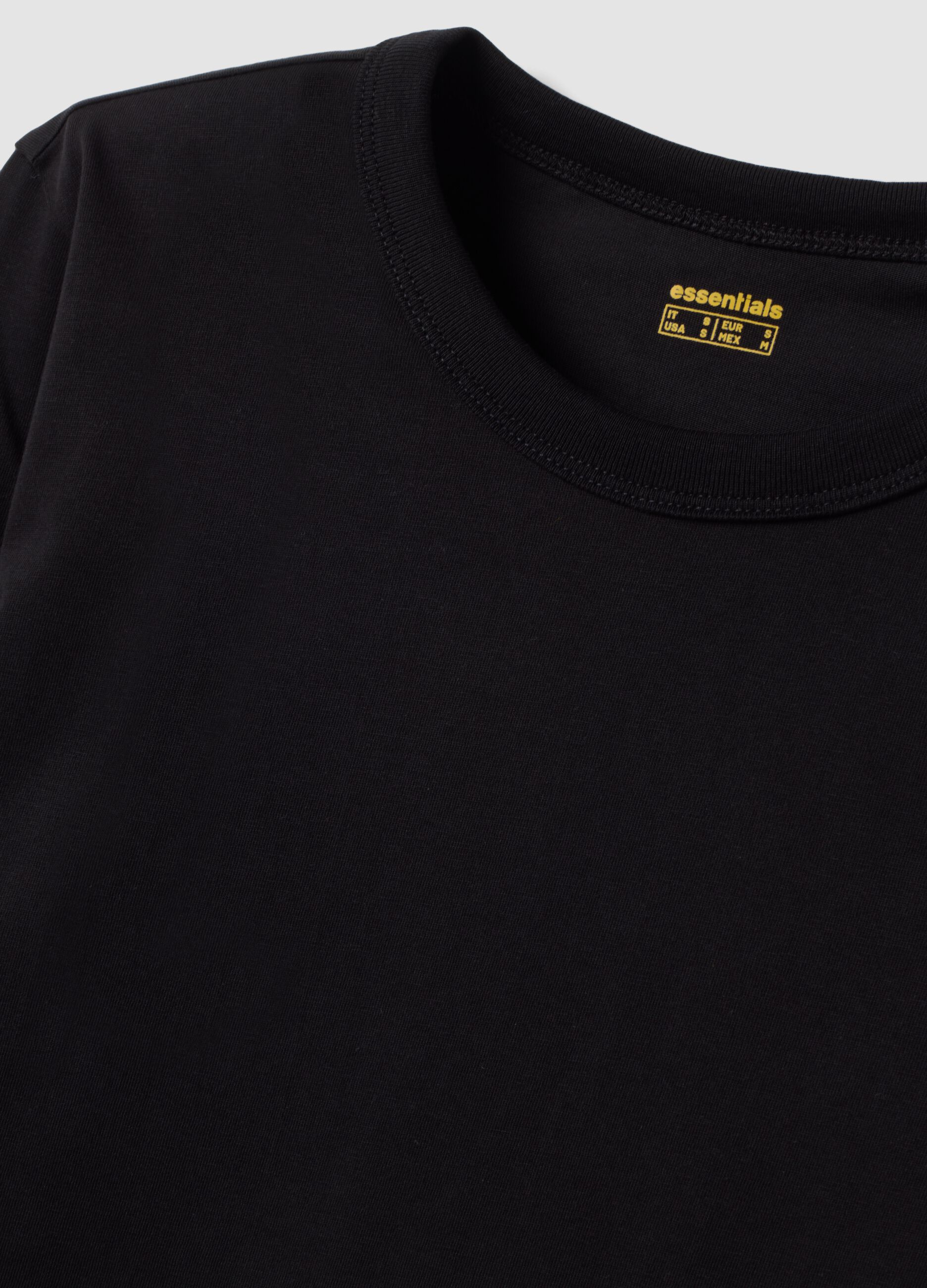 T-shirt nera in jersey di puro cotone a maniche lunghe regular fit