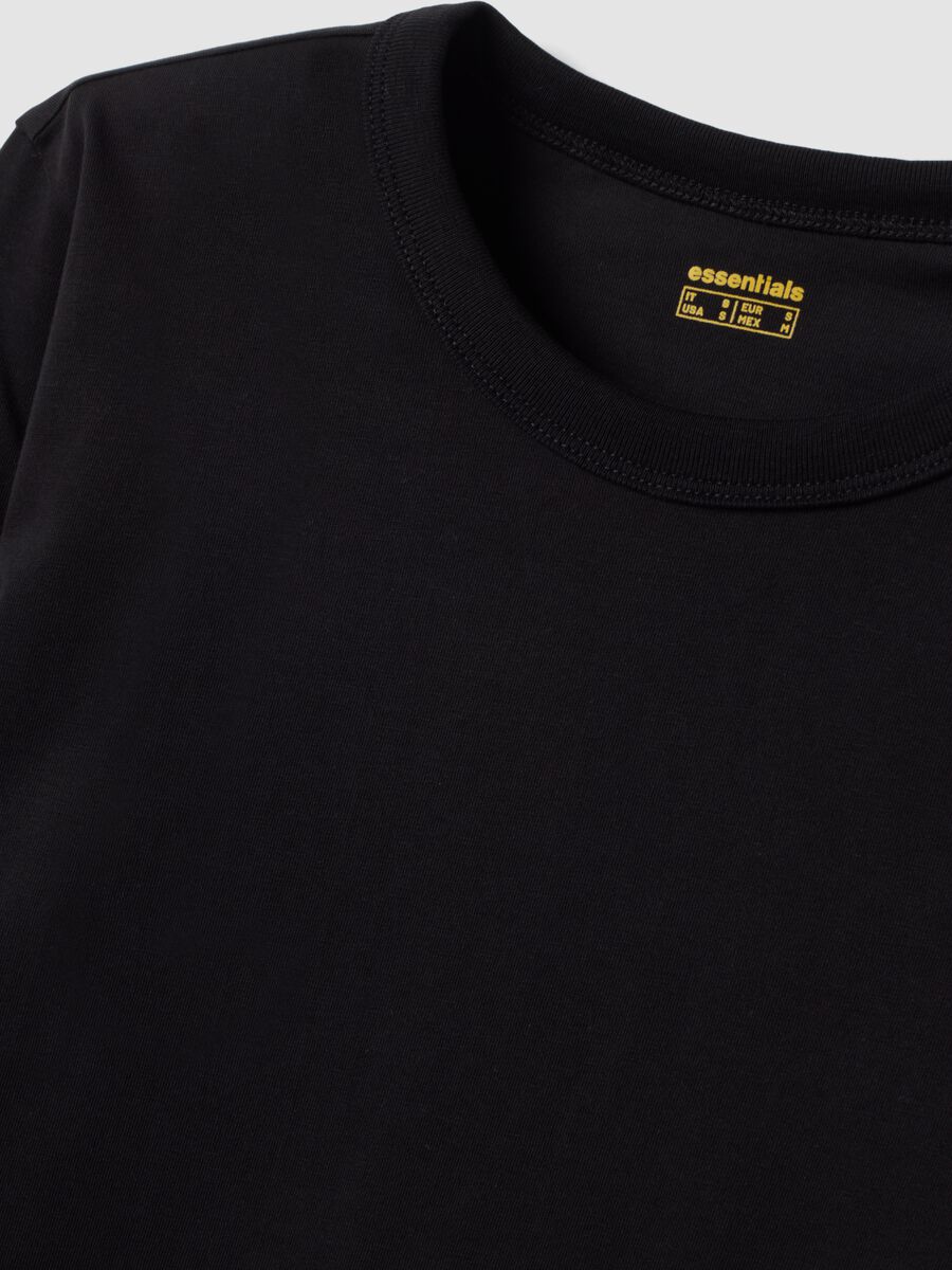 T-shirt nera in jersey di puro cotone a maniche lunghe regular fit_1