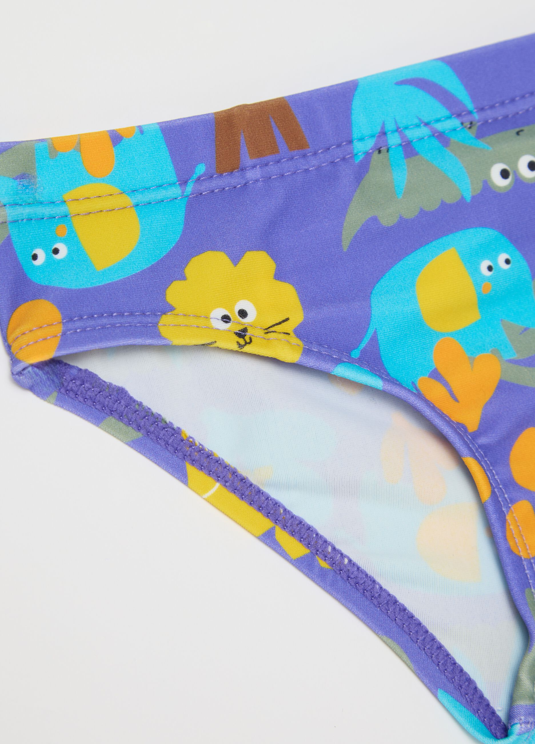 Boys’ swim briefs in multicoloured stretch fabric