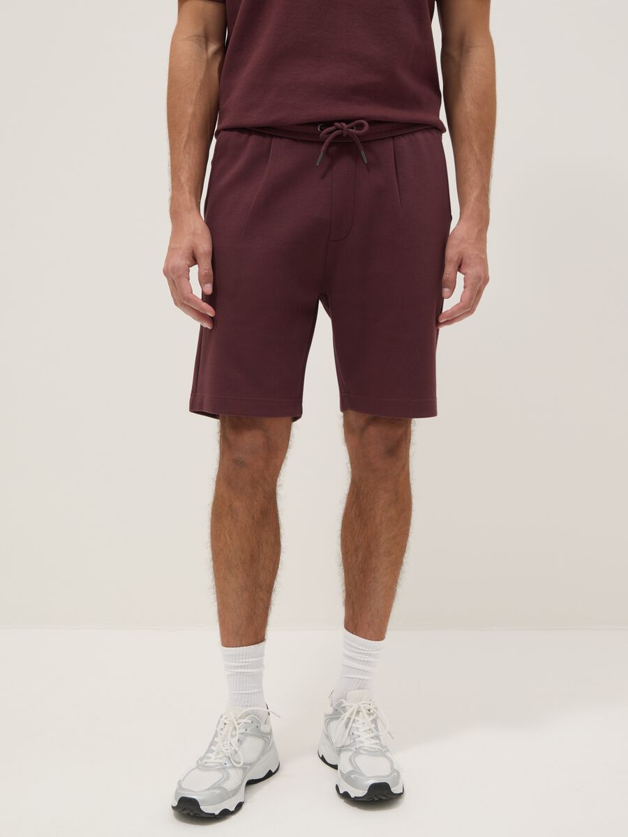 Shorts in puro cotone marrone regular fit con coulisse_1